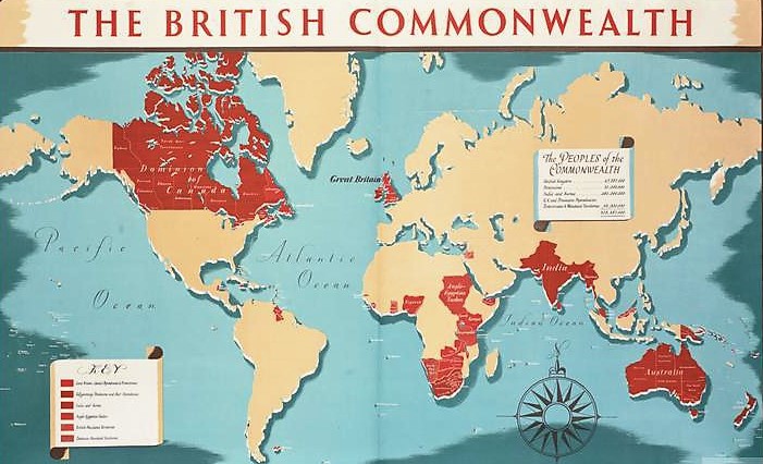 Cartina del Commonwealth britannico, anni Trenta